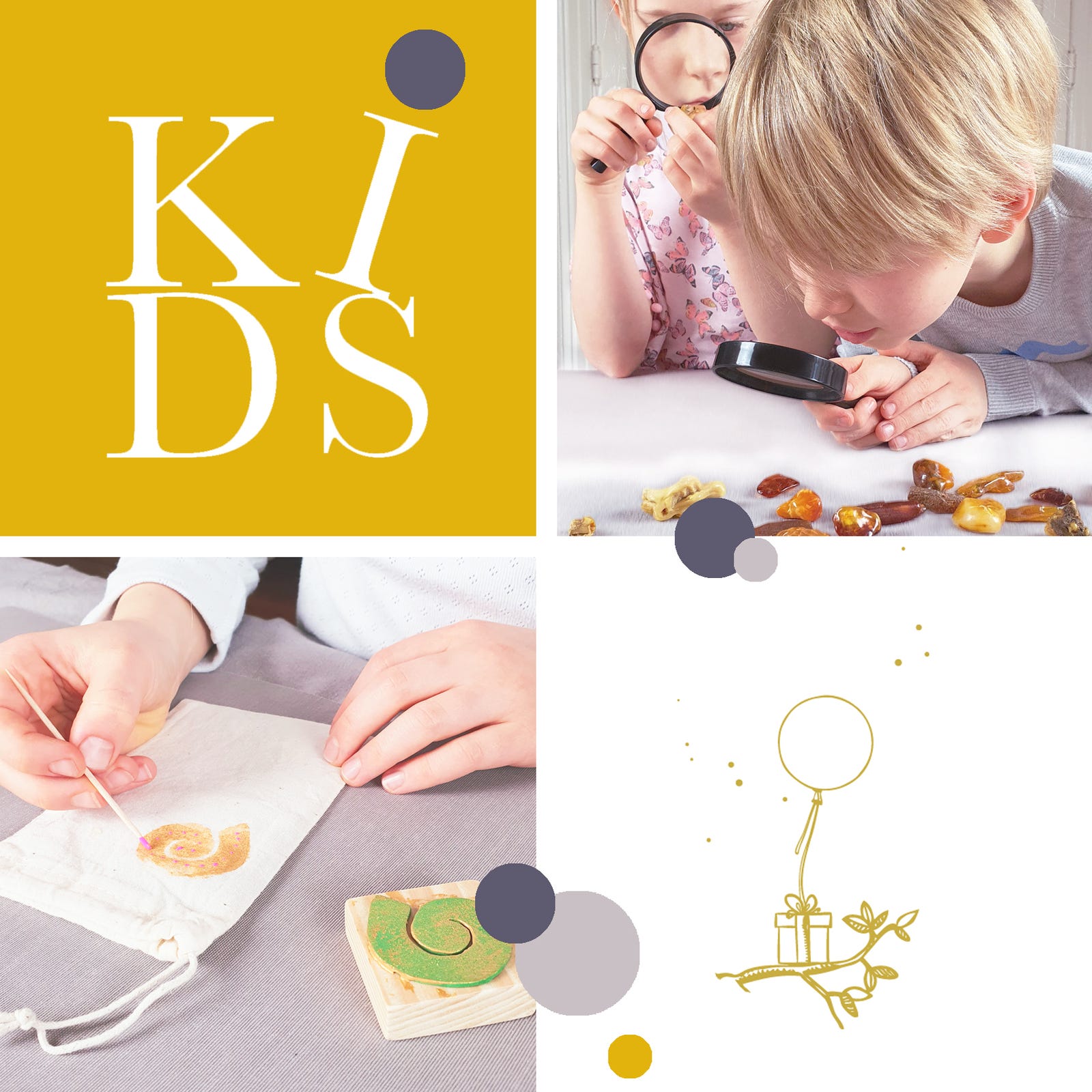 Kinder erforschen mit Lupen Bernsteine
