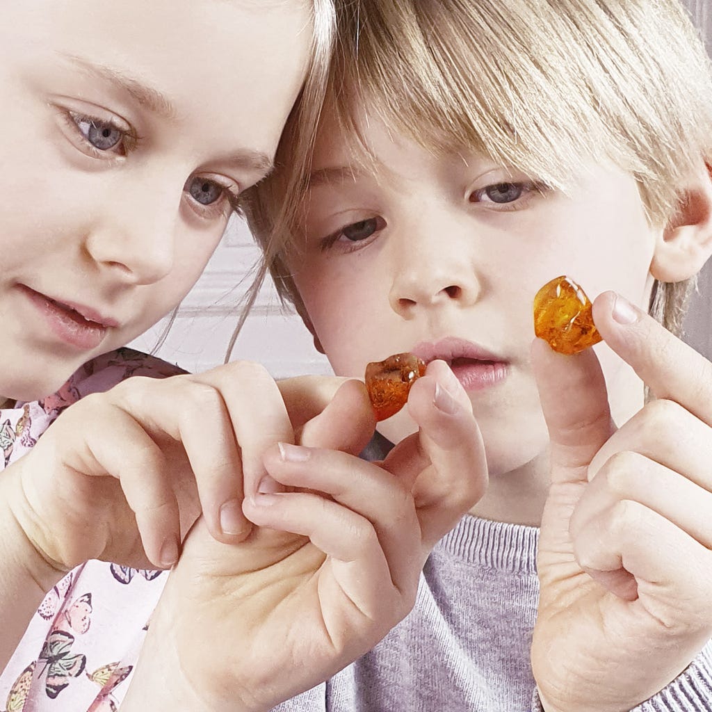 Kinder untersuchen Bernsteine